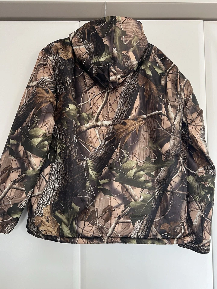 Real tree Camouflage Outdoors Sherpa Lined Hooded Coat Medium - Image 2 of 4