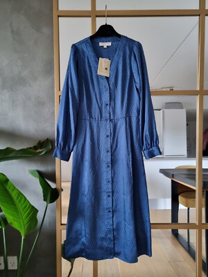 **Michael Kors** Blue Satin Midi Dress Size XS