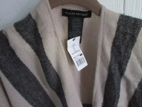 NEW NO TAG Banana Republic Cashmere blend Wrap Erin Plaid Black/Tan One Size LB - Picture 2 of 9