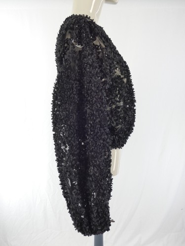 Zara Blouse Black Floral Applique Crop Top Sheer Mesh 3D Flowers size M Molly - Picture 6 of 14