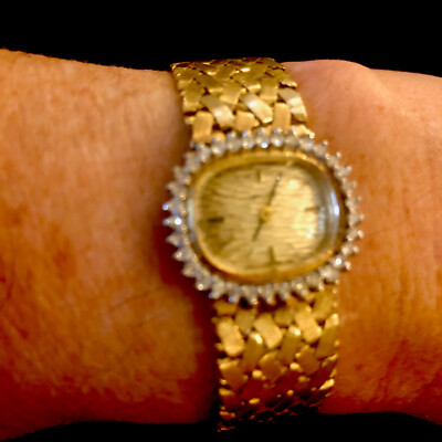VERANO SEMAG ladies 14kt yellow gold & Diamond watch Woven  display picture 3
