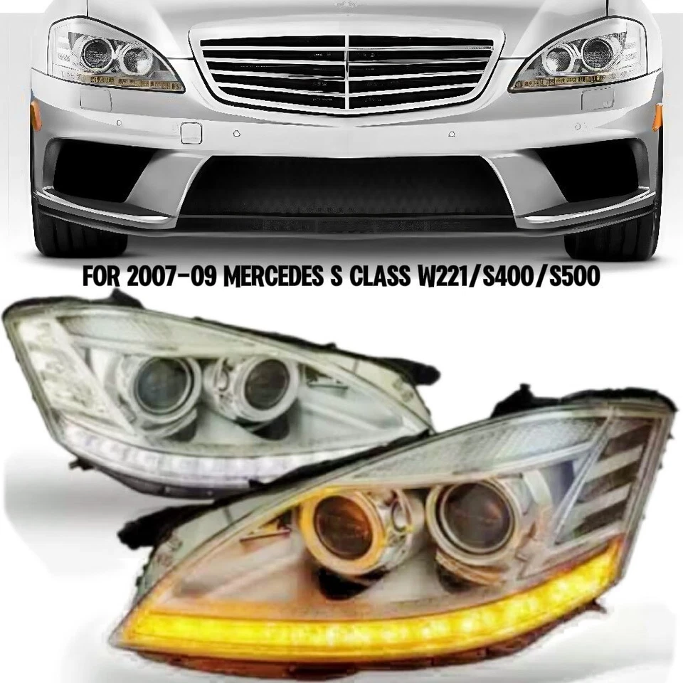 Par de faros proyectores de xenón DRL para Benz Clase S W221 S400 S550 2007-2009 Foto 3 de 4