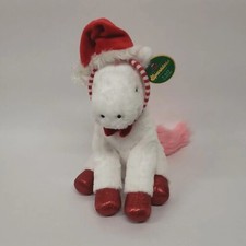 FAO Schwarz Christmas Sparklers Wear and Share 12" Plush Pony with Santa Hat