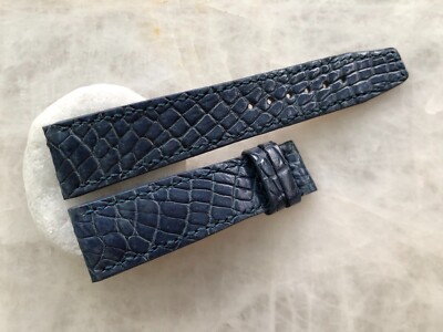 21mm/18mm Blue Alligator Crocodile Embossed Leather Watch Strap Band