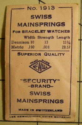 NEWALL SECURITY 1613 Watch Mainspring - 10 x 13 x 11 ¼ - .190 x .008 x 28.57 mm