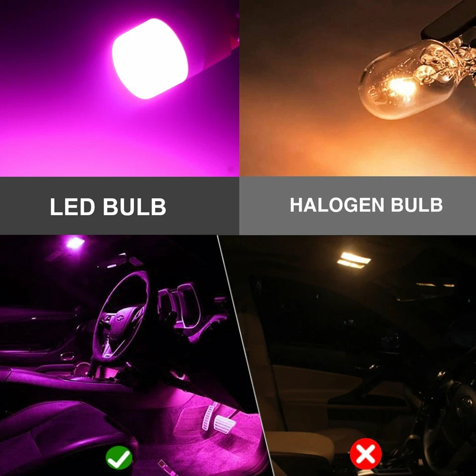 JDM ASTAR 4x T10 168 194 Car Interior Side Marker Map LED Light Bulbs Pink Color - Image 3 of 4