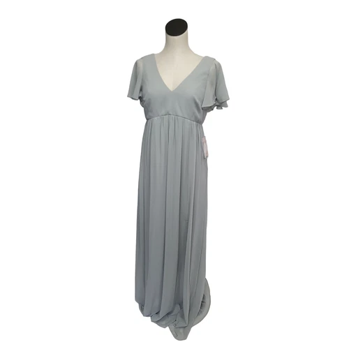 NWT Birdy Grey Hannah Empire Formal Bridesmaid Dress in Chiffon Dove Gray Small