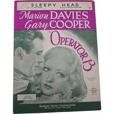 Sleepy Head Marion Davies Gary Cooper in The Movie Operator 13 Sheet Music 1934