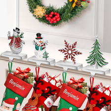 Set of 4 Christmas Stocking Holders for Mantle, Christmas Tree Weighted Stocking