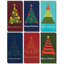 36 Pack Merry Christmas Money Cards with Envelopes in 6 Festive Designs, 4 x 7