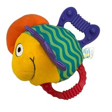 Vintage The First Years Happy Fish Baby Toy Teether Rare Clean Rattle Crinkle