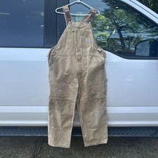 Carhartt Overalls 42x30 Duck Canvas Bib Double Knee Carpenter R01 BRN Distressed