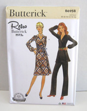 Butterick Retro 1970's Easy Dress, Tunic  Pants 6958 Misses' 8-16 Pattern UC