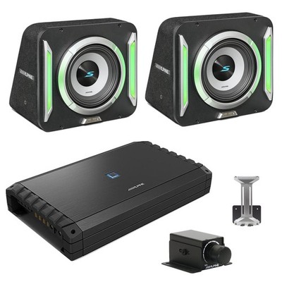 Alpine S2-SB12 PrismaLink Subwoofers & S2-A120M Amp w/ RUX Bass Knob Bundle
