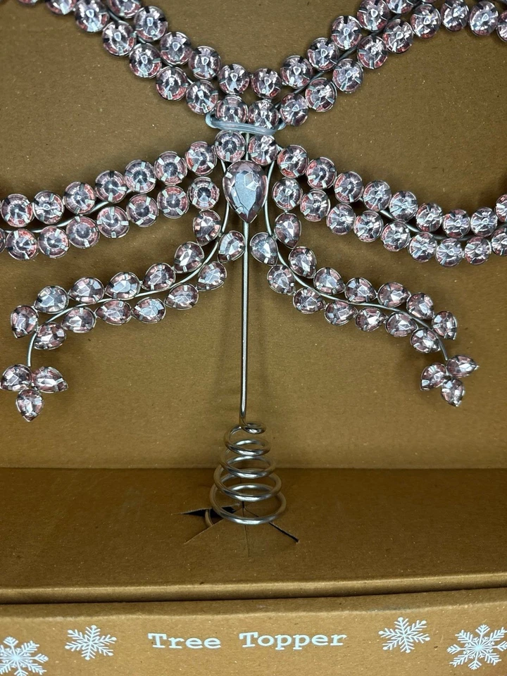 Pink Bow Rhinestone Jeweled Tree Topper - Image 4 of 4
