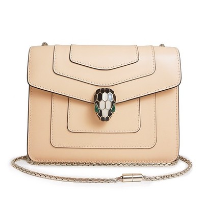 BVLGARI Serpenti Forever Crossbody Shoulder Bag Wallet Calfskin, Pink Beige