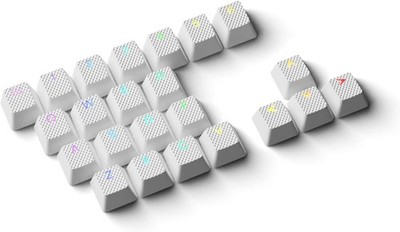 HK Gaming Rubber Keycaps Set | Anti-Slip Texture | Doubleshot 23 Keys, White 