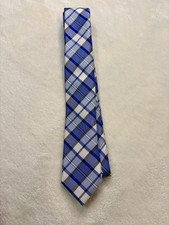 Boys Nordstrom NeckTie Black Blue White Plaid 100 Silk 50" x 2.5" New Not Worn