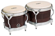 LP LATIN PERCUSSION MATADOR BONGO DRUMS DARK BROWN CHROME HARDWARE - M201