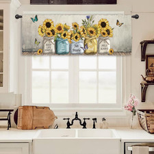 Rustic Sunflower Farmhouse Kitchen Curtain Valance 54W X 18H Rod Pocket Quotes M