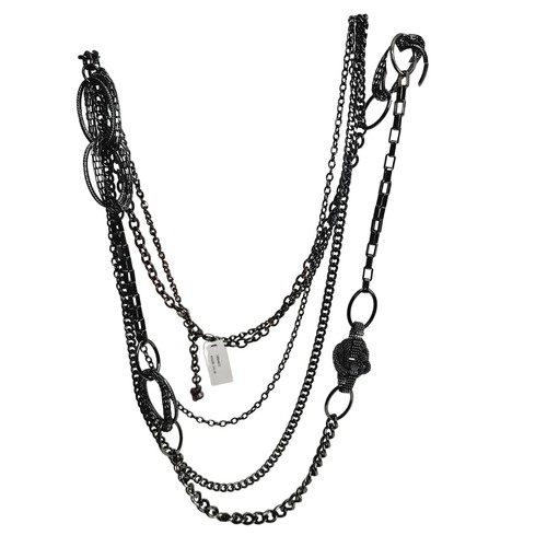 Premier Designs Urbanite Black Long Chain Multi Layer Necklace- New