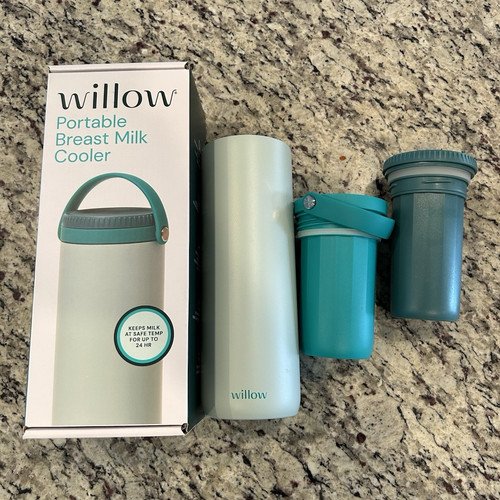 Willow Portable Breast Milk Cooler Blue/Teal Holds 16 oz, 24 hr Safe Temp, TSA