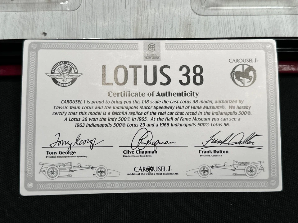 Carousel 1 Lotus 38 1966 Indianapolis 500 Race Car F1 Diecast #18 5202 - Image 3 of 4