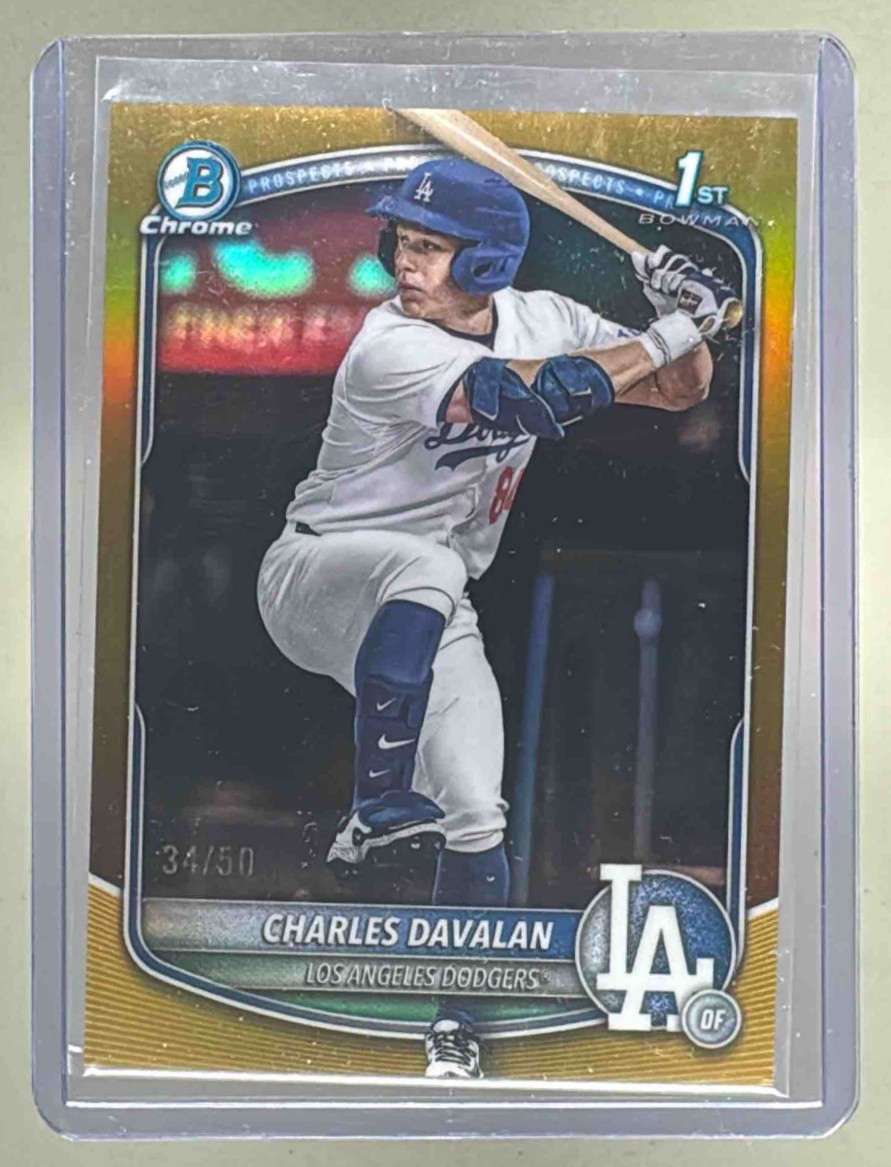 Charles Davalan 2025 Bowman Draft #BDC-96 Gold Refractor Chrome 1st RC /50