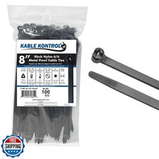 Kable Kontrol Cable Ties with Metal Tooth, 8 Inch 100 Pcs, 120 Lb