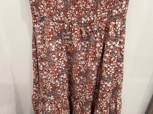 SHEIN Kleid in voller Länge rostrot ditsy gesmokte Taille Pull-Over Größe L - Bild 4 von 12