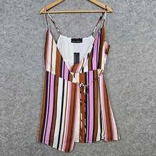 Mimi & Dottie Women's Striped Wrap Dress Side Tie Sleeveless Size M NEW SMUDGES