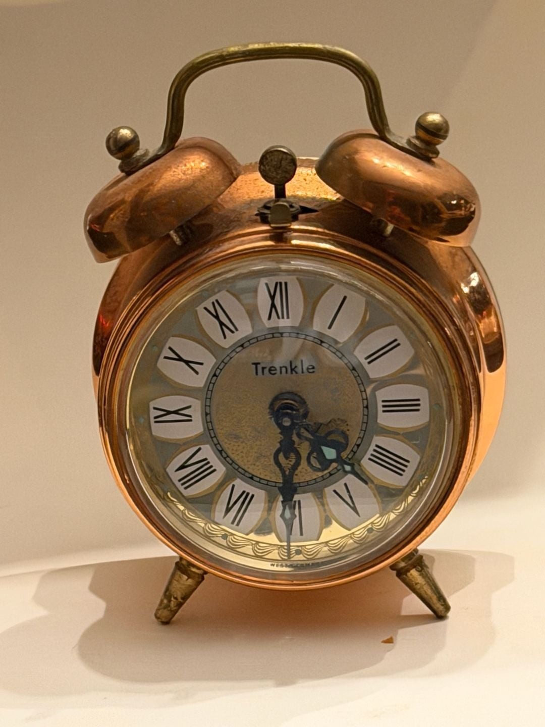 Vintage Trenkle West Germany Copper Twin Bell Alarm Clock