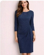 Cordier Italy Dress Med Classic Side belt faux Wrap Midi Vintage Micro print