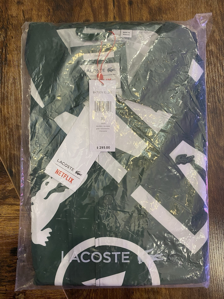 LACOSTE X NETFLIX Printed POLO Jacket Unisex Green & White LACOSTE X NETFLIX Printed POLO Jacket Unisex Green & White