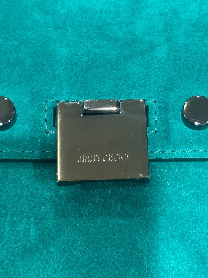 Bolso Bandolera JIMMY CHOO Gamuza Verde con Correa Gunmetal Plata - Pequeño Foto 2 de 4