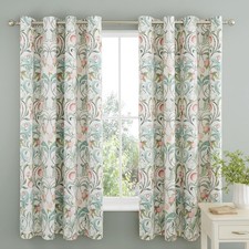 Catherine Lansfield Clarence Floral 66x72 Inch Lined Eyelet Curtains Two Panels