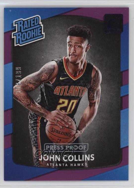2017 Panini Donruss Rated Rookies Press Proof Purple /199 John Collins #182 18fx