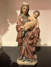 Ältere Statue / Skulptur Madonna mit Kind - Holz - geschnitzt / gefasst