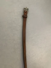 Women's Narrow Belt Size 30 English Bridle Leather Brown Contrast Stitching