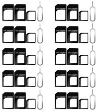 10 Pack SIM Card Adapter Kit, 4 in 1 Nano Micro Standard 10 PACK, Black