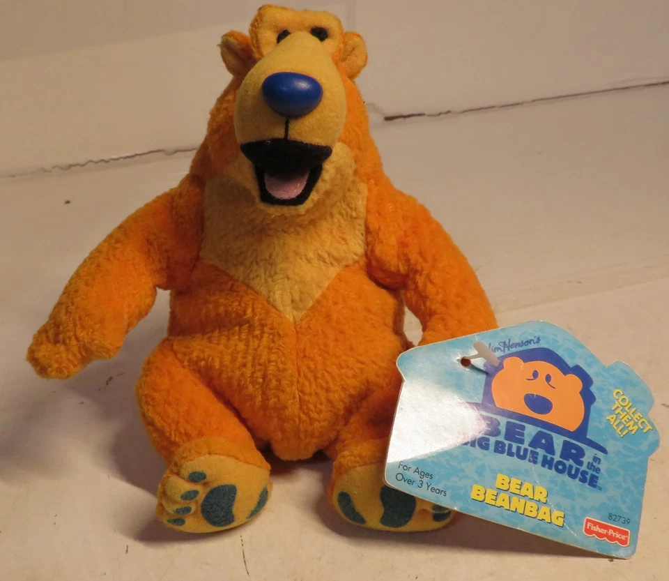 复古 BEAR In The BIG BLUE HOUSE 6 英寸 BEANBAG JIM HENSON 全新 旧货 毛绒 Stu — 第 2/4 张图片