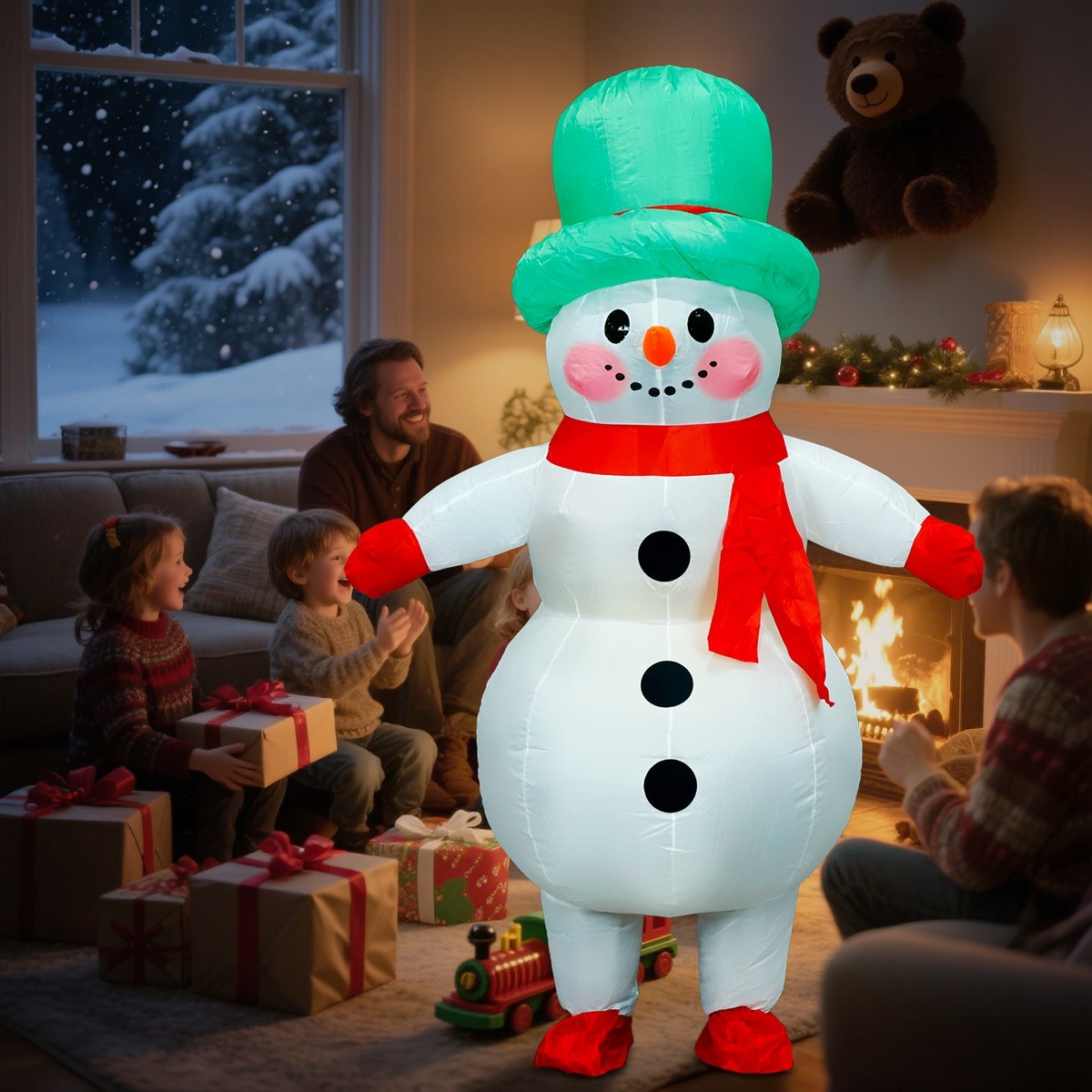 Inflatable Costume Snowman Full Body Adult Christmas Dress Up Cosplay Party Suit