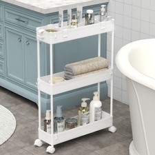 SPACELEAD Slim Storage Cart 3 Tier,Bathroom 15.3X4.9X26.1 inches, White