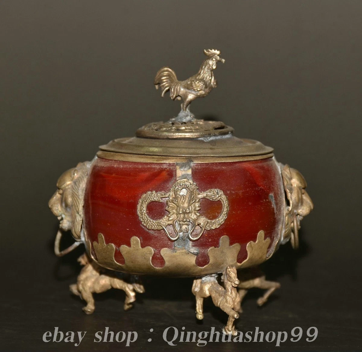红玛瑙主要中国古董香炉| eBay