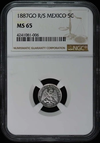 1887GO R/S MEXICO 5C NGC MS65