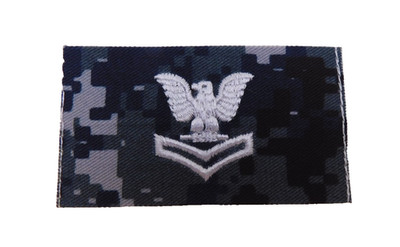 US Navy USN NWU Blue Digital Cap Hat Patch Rank PO2 Petty Officer E5 Sew-On