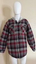 Wrangler Authentics Flannel Shirt Quilted Lined Hooded Jacket Men  s Large Plaid