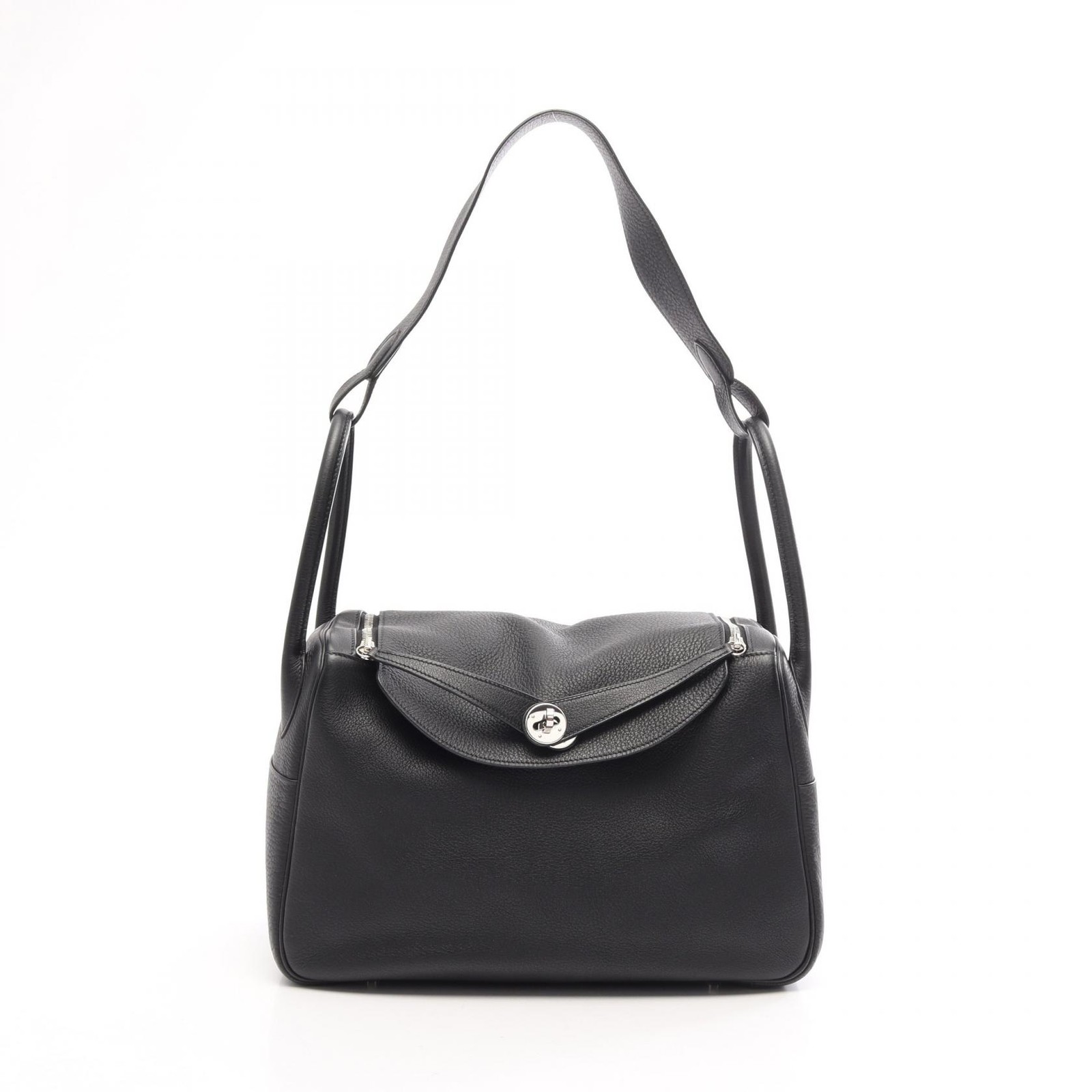HERMES Lindy 34 Shoulder Hand Bag Clemence leather Black Used Women K SHW