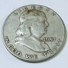1957 D Franklin Half Dollar, 90% Silver Circulated Coin #7377