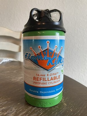 Flame King YSN164 Refillable Propane Cylinder Tank Green Durable 1lb (16.4oz)